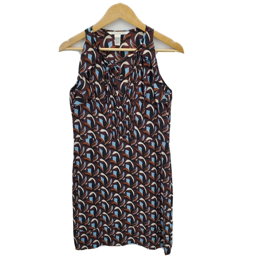 Diane von Furstenberg Womens Berit Silk Dress Sleeveless Leaf Print Size 6
